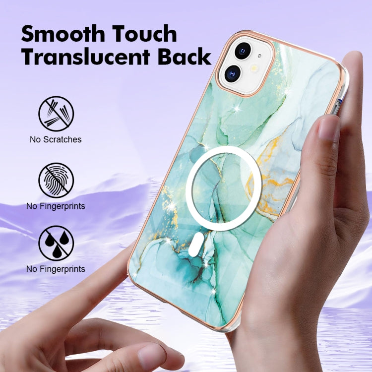 For iPhone 11 Marble Pattern Dual-side IMD Magsafe TPU Phone Case(Green 003) by buy2fix