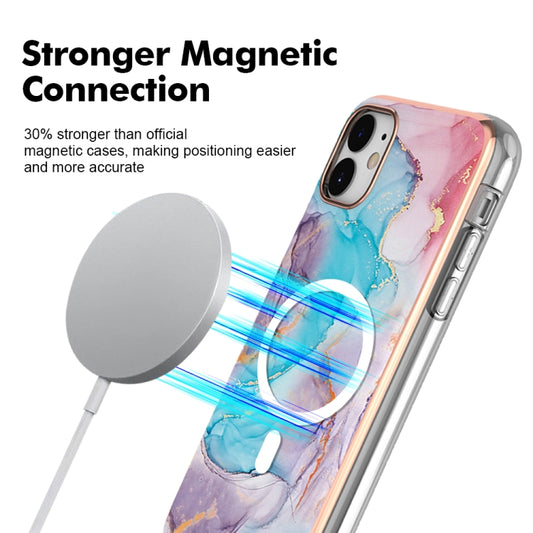 For iPhone 11 Marble Pattern Dual-side IMD Magsafe TPU Phone Case(Blue Marble) by buy2fix