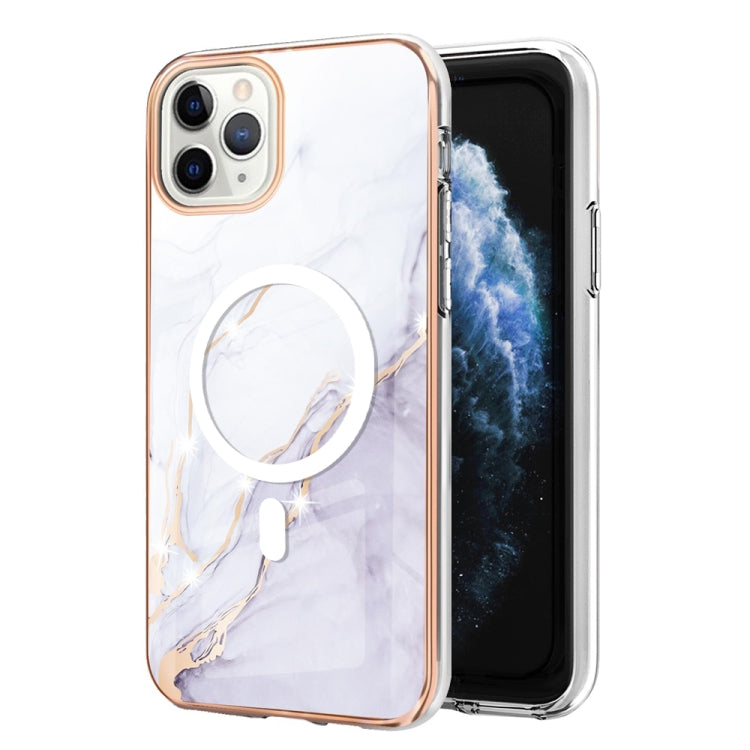 For iPhone 11 Pro Marble Pattern Dual-side IMD Magsafe TPU Phone Case(White 006) by buy2fix