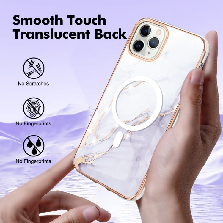 For iPhone 11 Pro Marble Pattern Dual-side IMD Magsafe TPU Phone Case(White 006) by buy2fix
