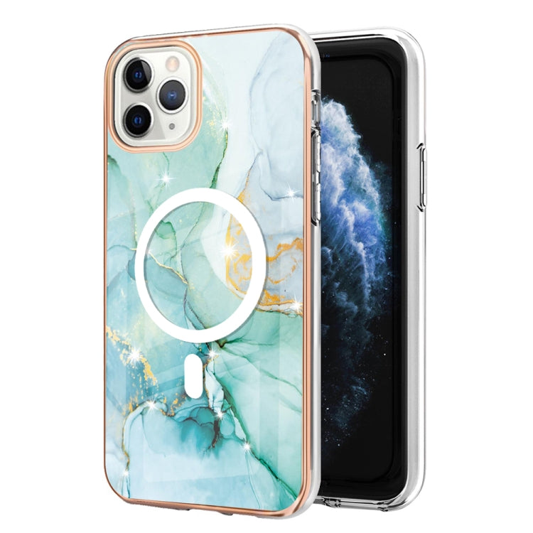 For iPhone 11 Pro Marble Pattern Dual-side IMD Magsafe TPU Phone Case(Green 003) by buy2fix
