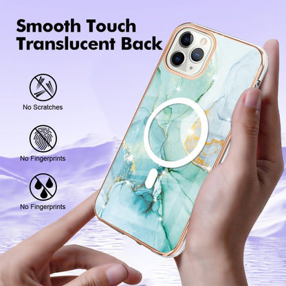 For iPhone 11 Pro Marble Pattern Dual-side IMD Magsafe TPU Phone Case(Green 003) by buy2fix