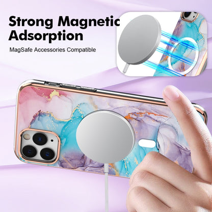 For iPhone 11 Pro Marble Pattern Dual-side IMD Magsafe TPU Phone Case(Blue Marble) by buy2fix