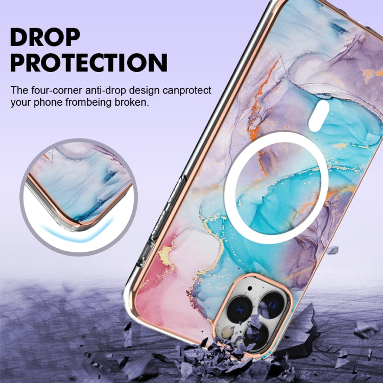 For iPhone 11 Pro Marble Pattern Dual-side IMD Magsafe TPU Phone Case(Blue Marble) by buy2fix
