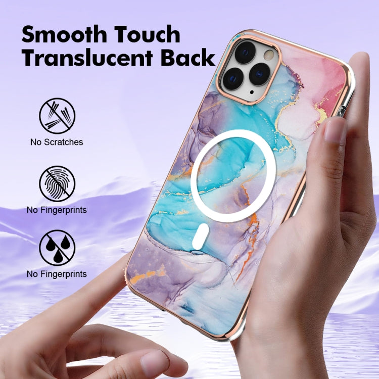 For iPhone 11 Pro Marble Pattern Dual-side IMD Magsafe TPU Phone Case(Blue Marble) by buy2fix