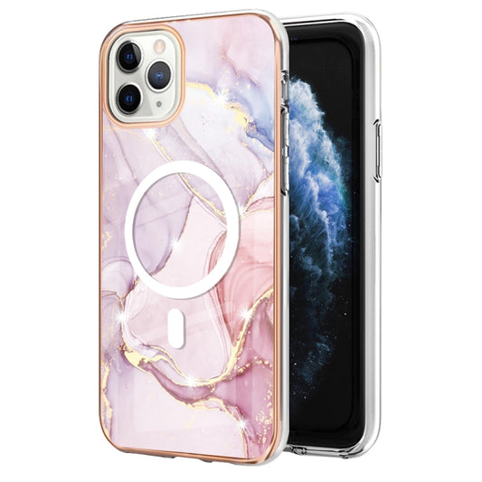 For iPhone 11 Pro Max Marble Pattern Dual-side IMD Magsafe TPU Phone Case(Rose Gold 005) by buy2fix