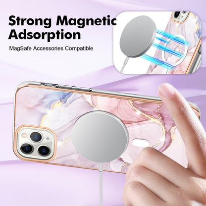 For iPhone 11 Pro Max Marble Pattern Dual-side IMD Magsafe TPU Phone Case(Rose Gold 005) by buy2fix