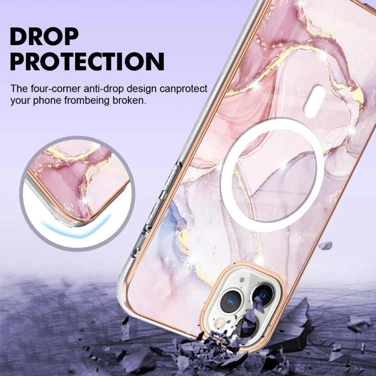 For iPhone 11 Pro Max Marble Pattern Dual-side IMD Magsafe TPU Phone Case(Rose Gold 005) by buy2fix