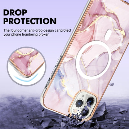 For iPhone 11 Pro Max Marble Pattern Dual-side IMD Magsafe TPU Phone Case(Rose Gold 005) by buy2fix