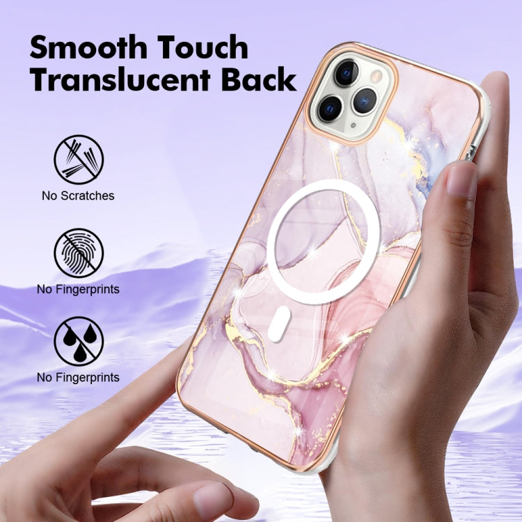 For iPhone 11 Pro Max Marble Pattern Dual-side IMD Magsafe TPU Phone Case(Rose Gold 005) by buy2fix
