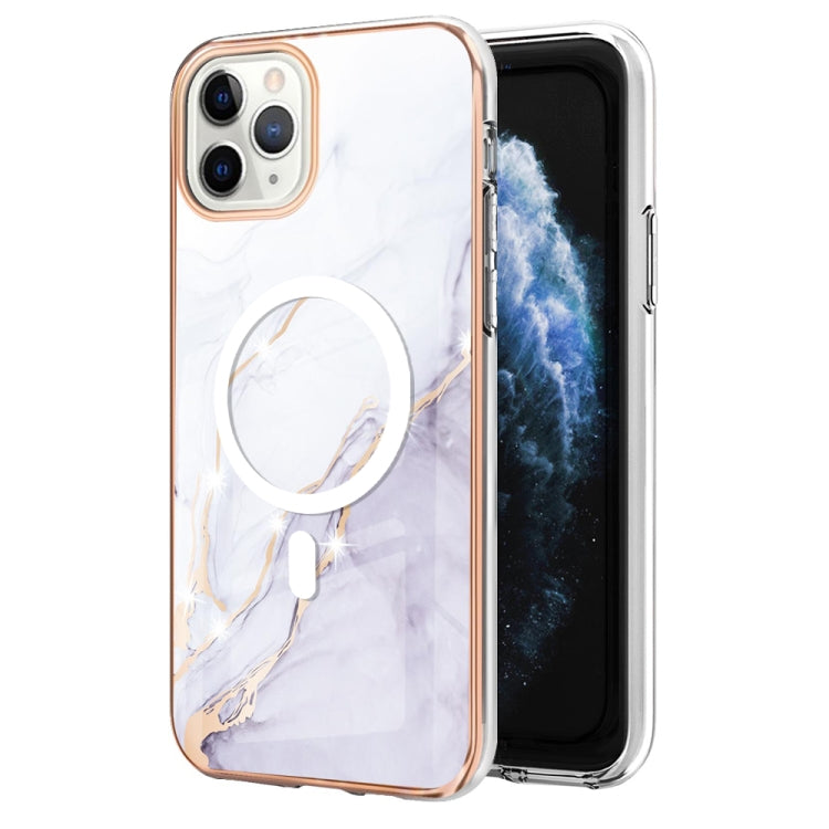 For iPhone 11 Pro Max Marble Pattern Dual-side IMD Magsafe TPU Phone Case(White 006) by buy2fix