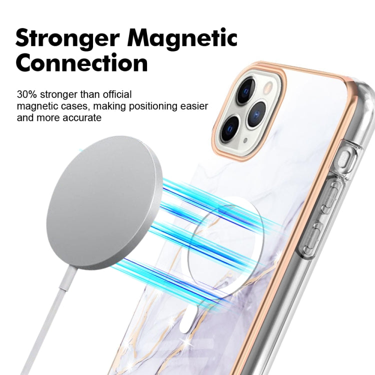 For iPhone 11 Pro Max Marble Pattern Dual-side IMD Magsafe TPU Phone Case(White 006) by buy2fix