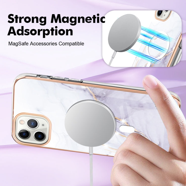For iPhone 11 Pro Max Marble Pattern Dual-side IMD Magsafe TPU Phone Case(White 006) by buy2fix