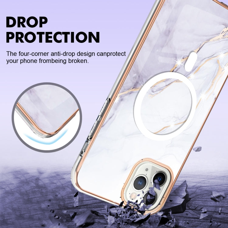For iPhone 11 Pro Max Marble Pattern Dual-side IMD Magsafe TPU Phone Case(White 006) by buy2fix