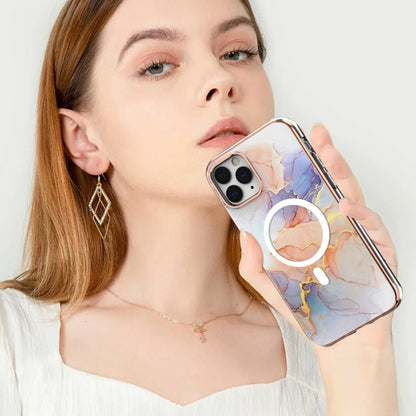 For iPhone 11 Pro Max Marble Pattern Dual-side IMD Magsafe TPU Phone Case(White Marble) by buy2fix