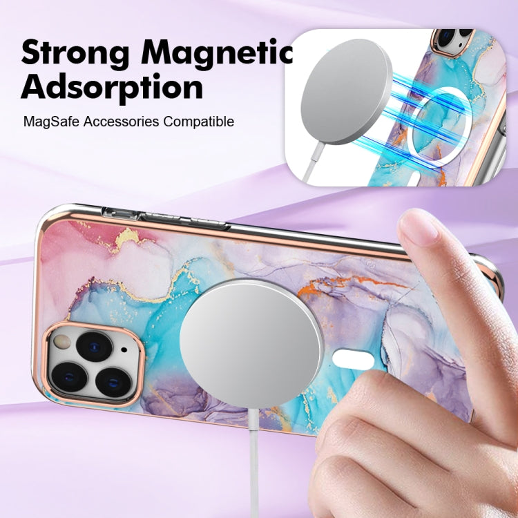 For iPhone 11 Pro Max Marble Pattern Dual-side IMD Magsafe TPU Phone Case(Blue Marble) by buy2fix
