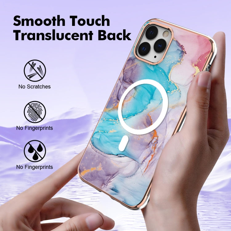 For iPhone 11 Pro Max Marble Pattern Dual-side IMD Magsafe TPU Phone Case(Blue Marble) by buy2fix