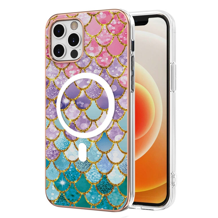 For iPhone 12 / 12 Pro Marble Pattern Dual-side IMD Magsafe TPU Phone Case(Colorful Scales) by buy2fix