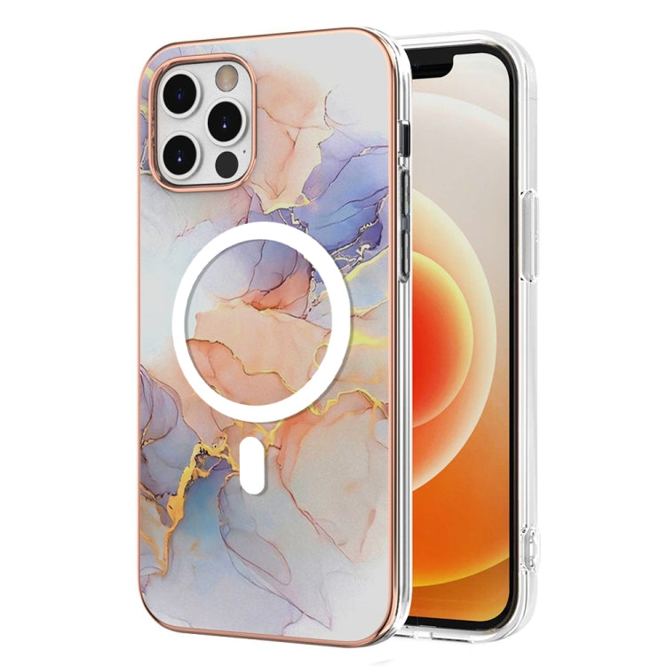 For iPhone 12 / 12 Pro Marble Pattern Dual-side IMD Magsafe TPU Phone Case(White Marble) by buy2fix