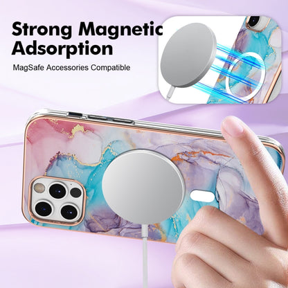 For iPhone 12 / 12 Pro Marble Pattern Dual-side IMD Magsafe TPU Phone Case(Blue Marble) by buy2fix