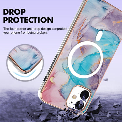 For iPhone 12 / 12 Pro Marble Pattern Dual-side IMD Magsafe TPU Phone Case(Blue Marble) by buy2fix