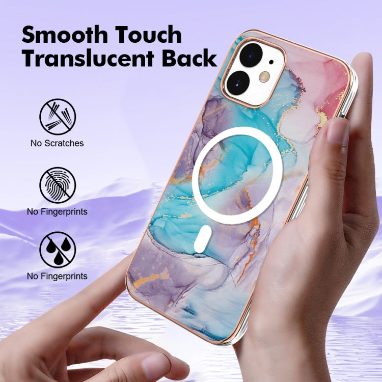 For iPhone 12 / 12 Pro Marble Pattern Dual-side IMD Magsafe TPU Phone Case(Blue Marble) by buy2fix