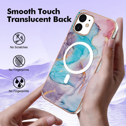 For iPhone 12 / 12 Pro Marble Pattern Dual-side IMD Magsafe TPU Phone Case(Blue Marble) by buy2fix