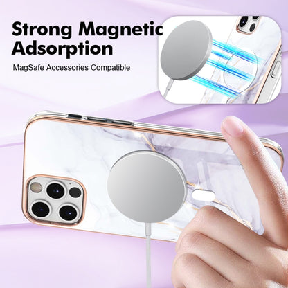 For iPhone 12 Pro Max Marble Pattern Dual-side IMD Magsafe TPU Phone Case(White 006) by buy2fix