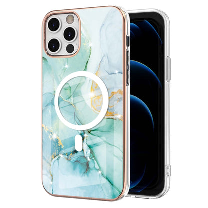 For iPhone 12 Pro Max Marble Pattern Dual-side IMD Magsafe TPU Phone Case(Green 003) by buy2fix