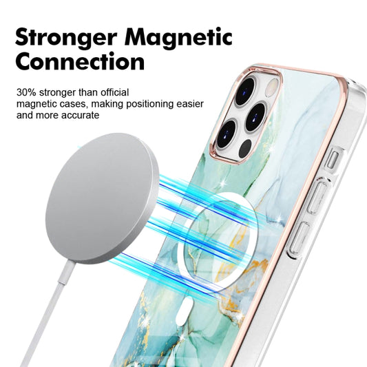 For iPhone 12 Pro Max Marble Pattern Dual-side IMD Magsafe TPU Phone Case(Green 003) by buy2fix
