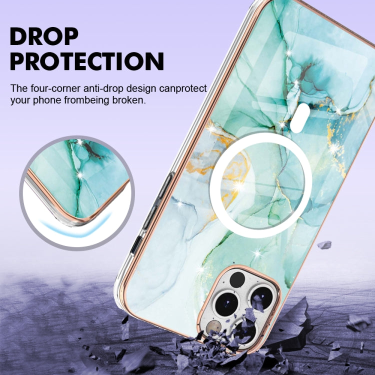 For iPhone 12 Pro Max Marble Pattern Dual-side IMD Magsafe TPU Phone Case(Green 003) by buy2fix