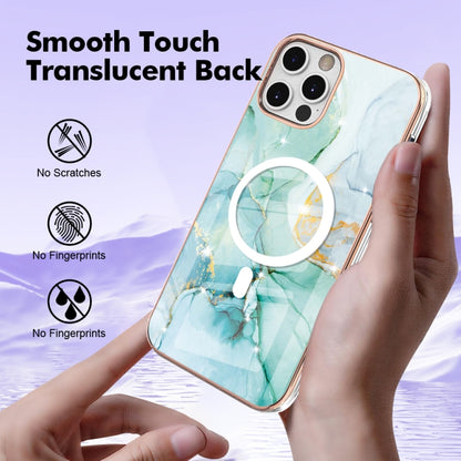 For iPhone 12 Pro Max Marble Pattern Dual-side IMD Magsafe TPU Phone Case(Green 003) by buy2fix