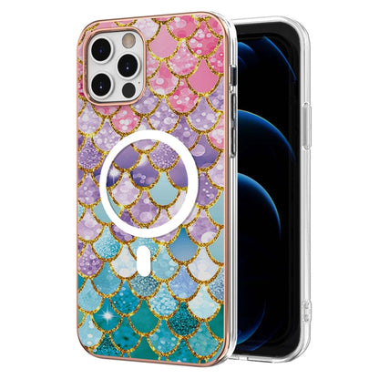For iPhone 12 Pro Max Marble Pattern Dual-side IMD Magsafe TPU Phone Case(Colorful Scales) by buy2fix
