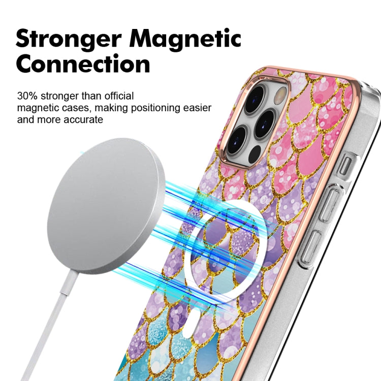 For iPhone 12 Pro Max Marble Pattern Dual-side IMD Magsafe TPU Phone Case(Colorful Scales) by buy2fix