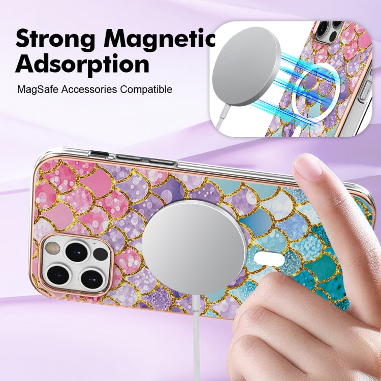 For iPhone 12 Pro Max Marble Pattern Dual-side IMD Magsafe TPU Phone Case(Colorful Scales) by buy2fix