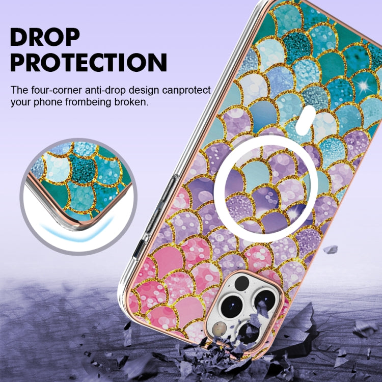 For iPhone 12 Pro Max Marble Pattern Dual-side IMD Magsafe TPU Phone Case(Colorful Scales) by buy2fix
