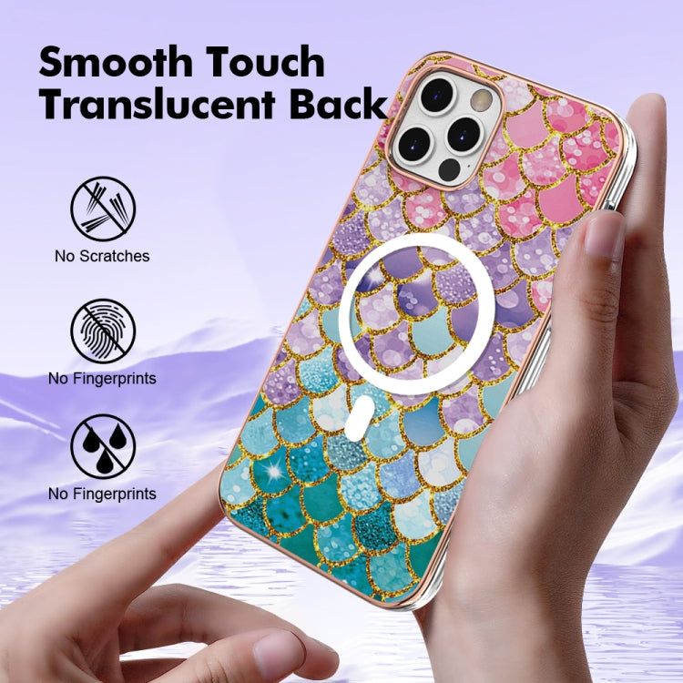 For iPhone 12 Pro Max Marble Pattern Dual-side IMD Magsafe TPU Phone Case(Colorful Scales) by buy2fix