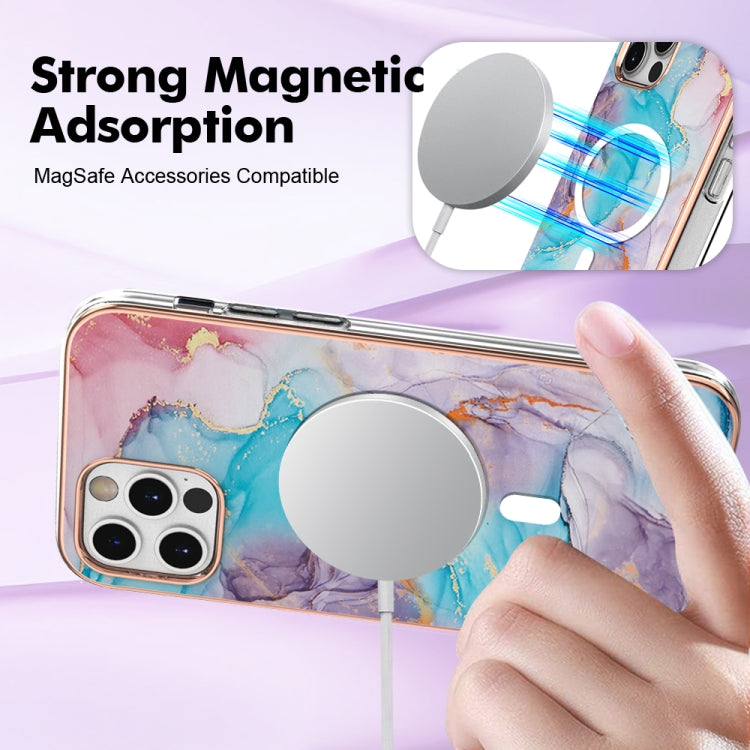 For iPhone 12 Pro Max Marble Pattern Dual-side IMD Magsafe TPU Phone Case(Blue Marble) by buy2fix