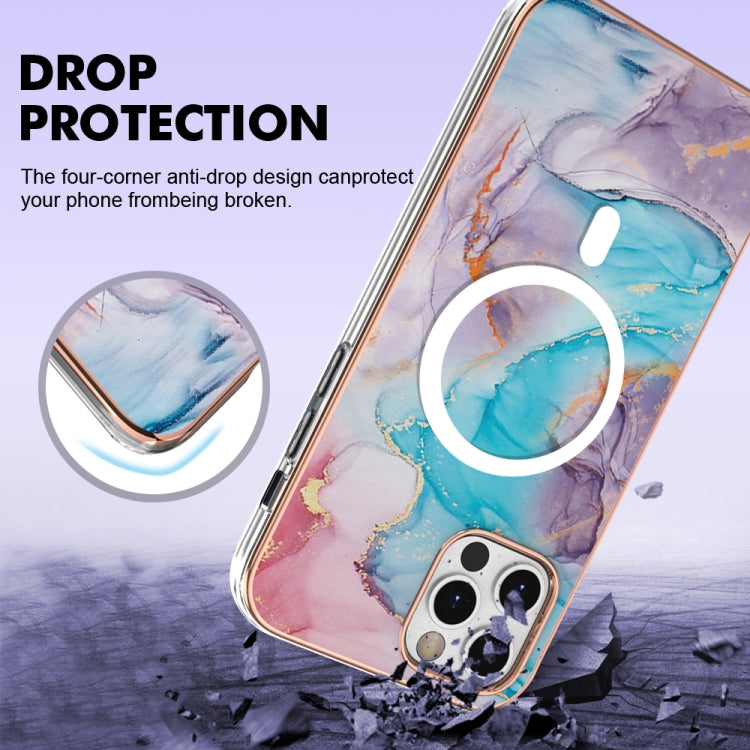 For iPhone 12 Pro Max Marble Pattern Dual-side IMD Magsafe TPU Phone Case(Blue Marble) by buy2fix