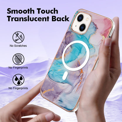 For iPhone 14 Marble Pattern Dual-side IMD Magsafe TPU Phone Case(Blue Marble) by buy2fix