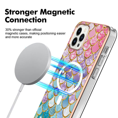 For iPhone 15 Pro Max Marble Pattern Dual-side IMD Magsafe TPU Phone Case(Colorful Scales) by buy2fix