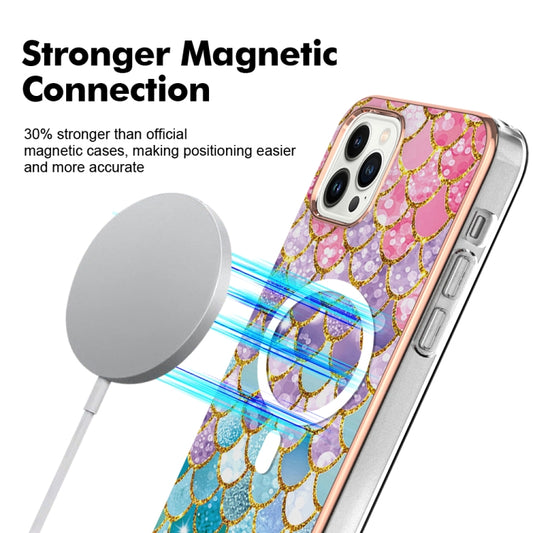 For iPhone 15 Pro Max Marble Pattern Dual-side IMD Magsafe TPU Phone Case(Colorful Scales) by buy2fix