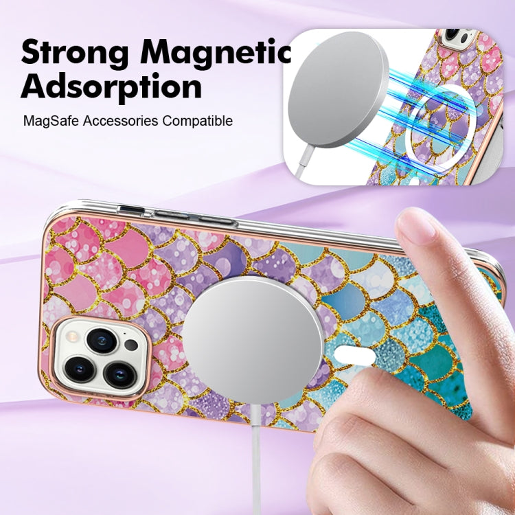 For iPhone 15 Pro Max Marble Pattern Dual-side IMD Magsafe TPU Phone Case(Colorful Scales) by buy2fix