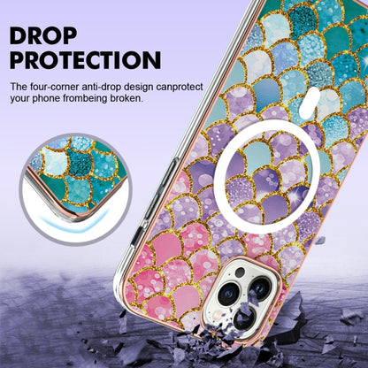 For iPhone 15 Pro Max Marble Pattern Dual-side IMD Magsafe TPU Phone Case(Colorful Scales) by buy2fix