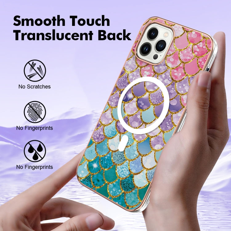 For iPhone 15 Pro Max Marble Pattern Dual-side IMD Magsafe TPU Phone Case(Colorful Scales) by buy2fix