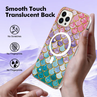 For iPhone 15 Pro Max Marble Pattern Dual-side IMD Magsafe TPU Phone Case(Colorful Scales) by buy2fix