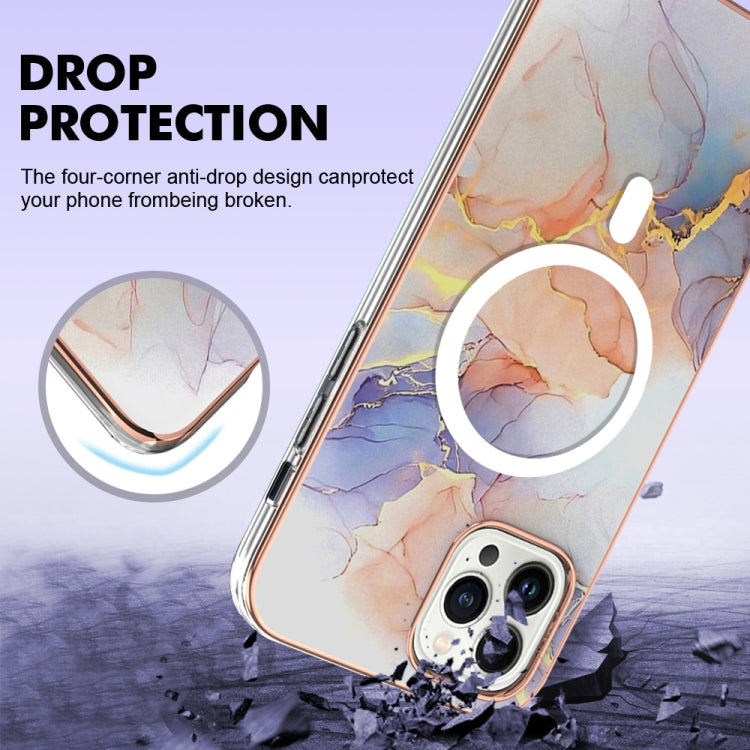 For iPhone 15 Pro Max Marble Pattern Dual-side IMD Magsafe TPU Phone Case(White Marble) - iPhone 15 Pro Max Cases by buy2fix | Online Shopping UK | buy2fix