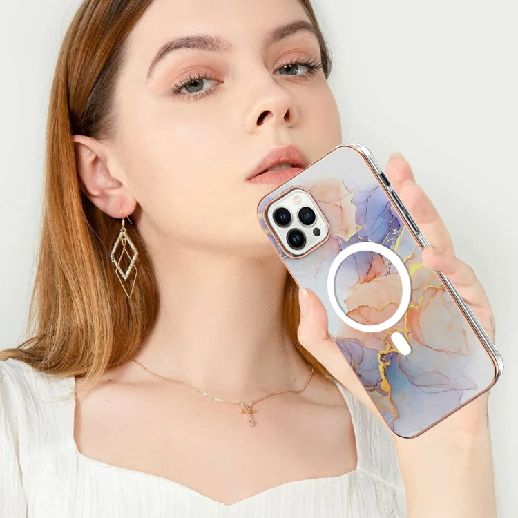 For iPhone 15 Pro Max Marble Pattern Dual-side IMD Magsafe TPU Phone Case(White Marble) - iPhone 15 Pro Max Cases by buy2fix | Online Shopping UK | buy2fix