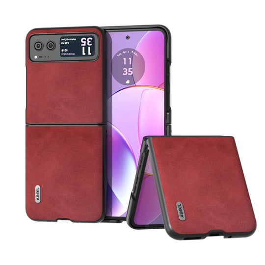 For Motorola Razr 40 ABEEL Two-color Calf Texture PU Phone Case(Red)