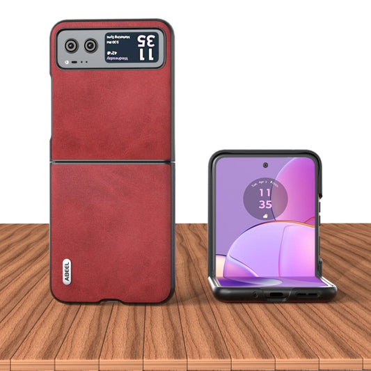 For Motorola Razr 40 ABEEL Two-color Calf Texture PU Phone Case(Red) - Motorola Cases by buy2fix | Online Shopping UK | buy2fix